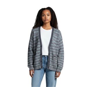 Vintage 80s Oversized Funky Print Grandpa Cardigan Sweater